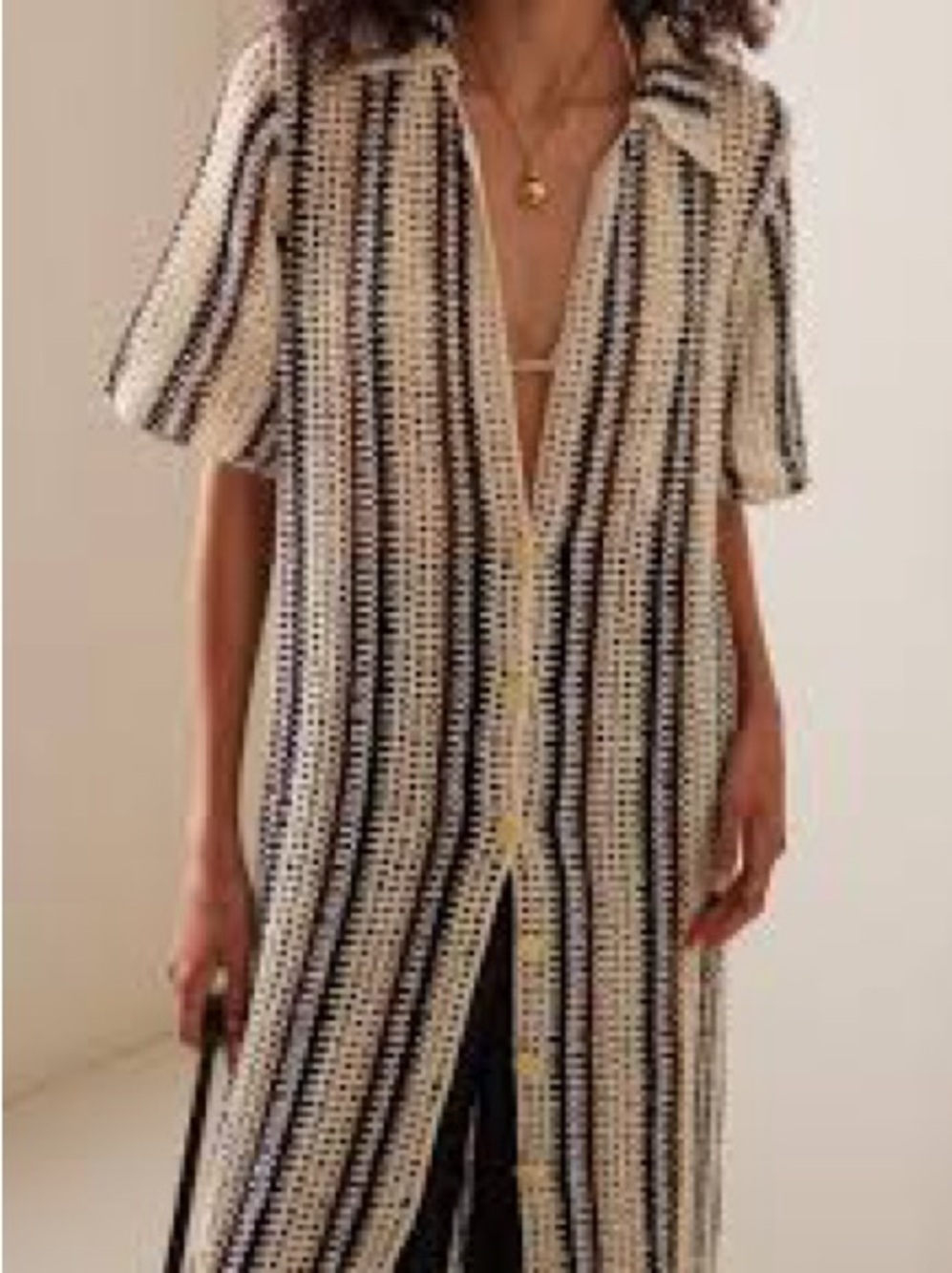 Women’s Striped Crochet Cover-Up with buttons